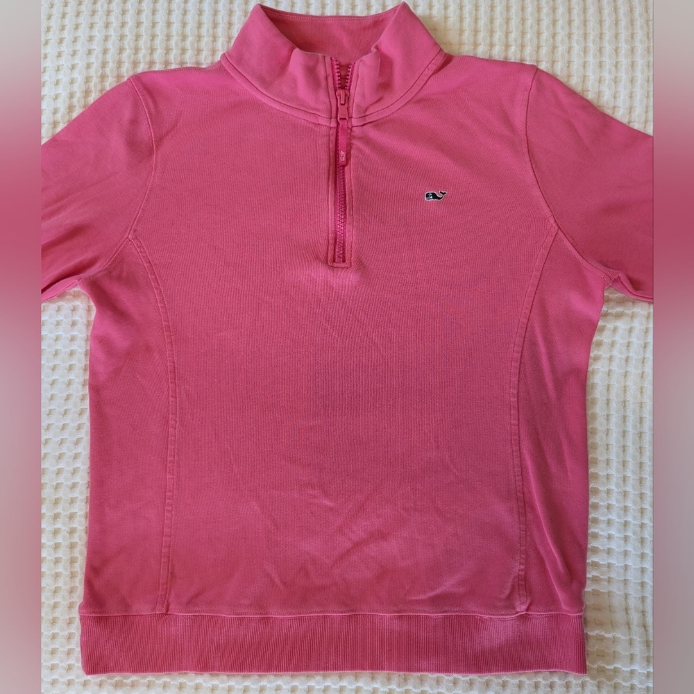 Vineyard Vines Solid Pink Quarter Zip Pullover Sw… - image 2